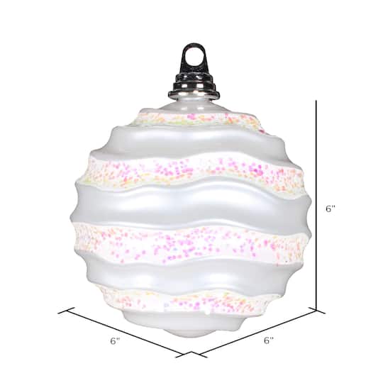 Vickerman 6" Striped Candy Wave Ball Christmas Ornament